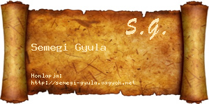 Semegi Gyula névjegykártya